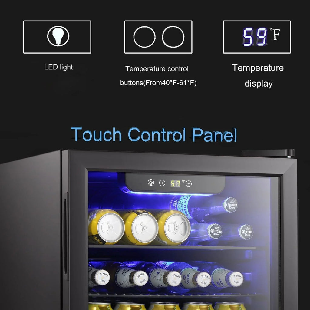 Réfrigérateur à boissons NJStar 68 canettes, mini-réfrigérateur à porte vitrée pour bière, boissons et vin, petit réfrigérateur autonome