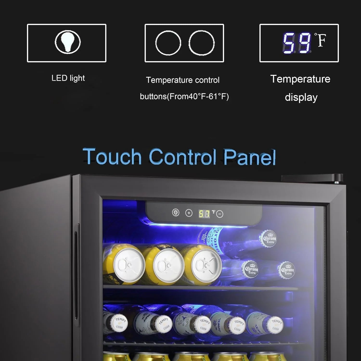 Réfrigérateur à boissons NJStar 68 canettes, mini-réfrigérateur à porte vitrée pour bière, boissons et vin, petit réfrigérateur autonome