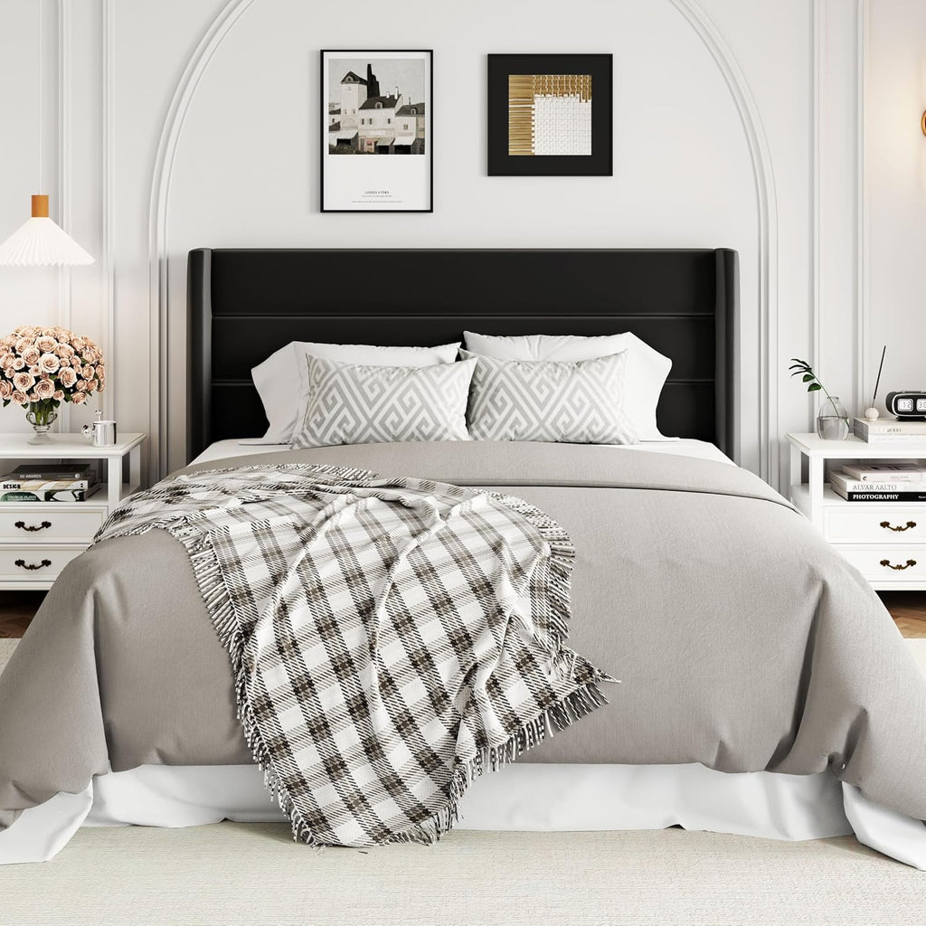 Lit queen-size relevable avec rangement Allewie, tête de lit à oreilles moderne et support hydraulique