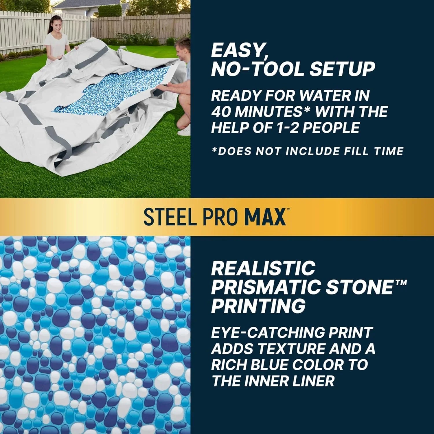 Piscine hors sol extérieure ronde Steel Pro MAX de 4,2 m x 122 cm avec cadre métallique et pompe de filtration de 1 000 litres, échelle et bâche