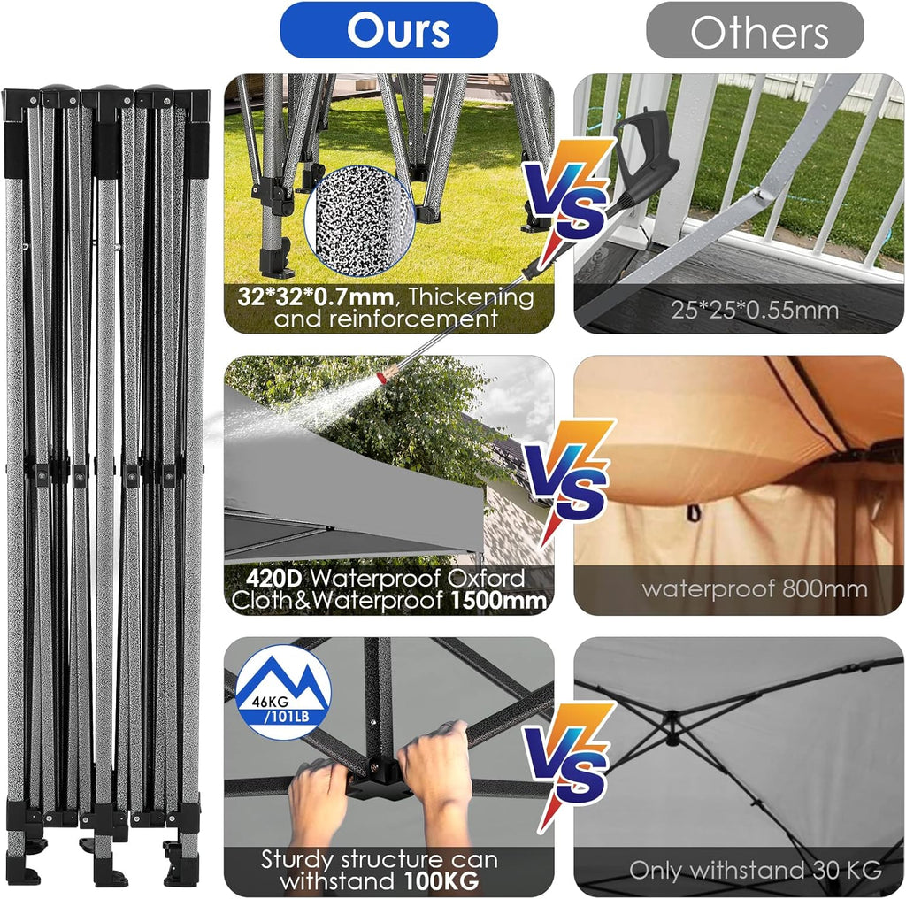 Tente pop-up robuste COBIZI 10x20 avec 6 parois latérales, facile à installer