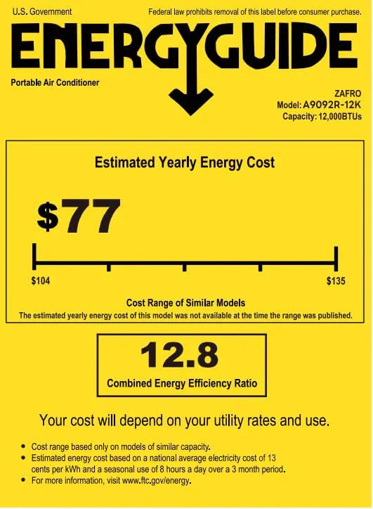 Climatiseurs portables ZAFRO 8 000 BTU, 4 modes, refroidissement rapide, économie d'énergie, télécommande, autonomie 24 h