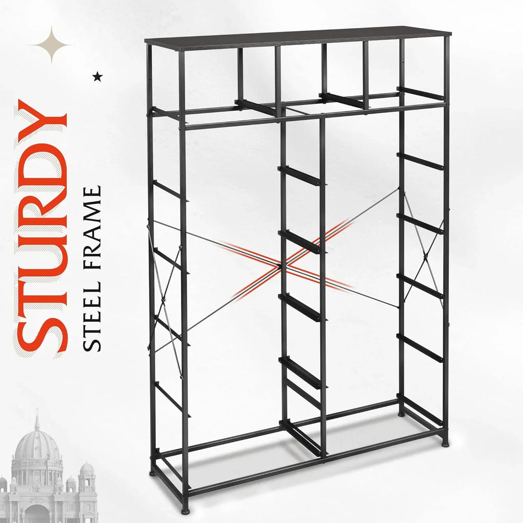 Meuble de rangement WLIVE avec 13 bacs en tissu, tiroirs de rangement avec cadre en acier, grande tour de rangement pour salon, couloir, bureau, noir anthracite