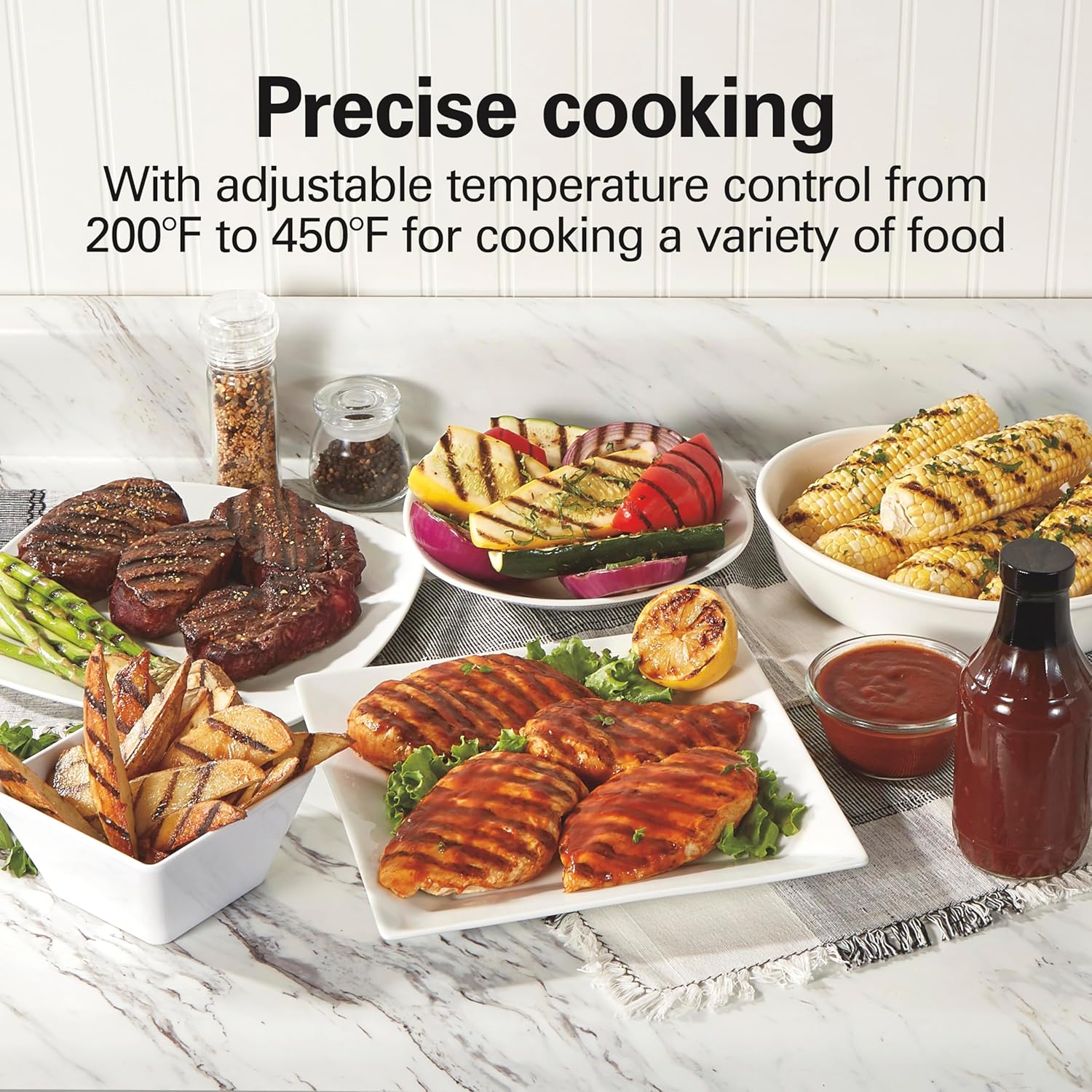 Barbecue électrique d'intérieur avec fenêtre, température réglable jusqu'à 233°C, surface de 118 pouces carrés