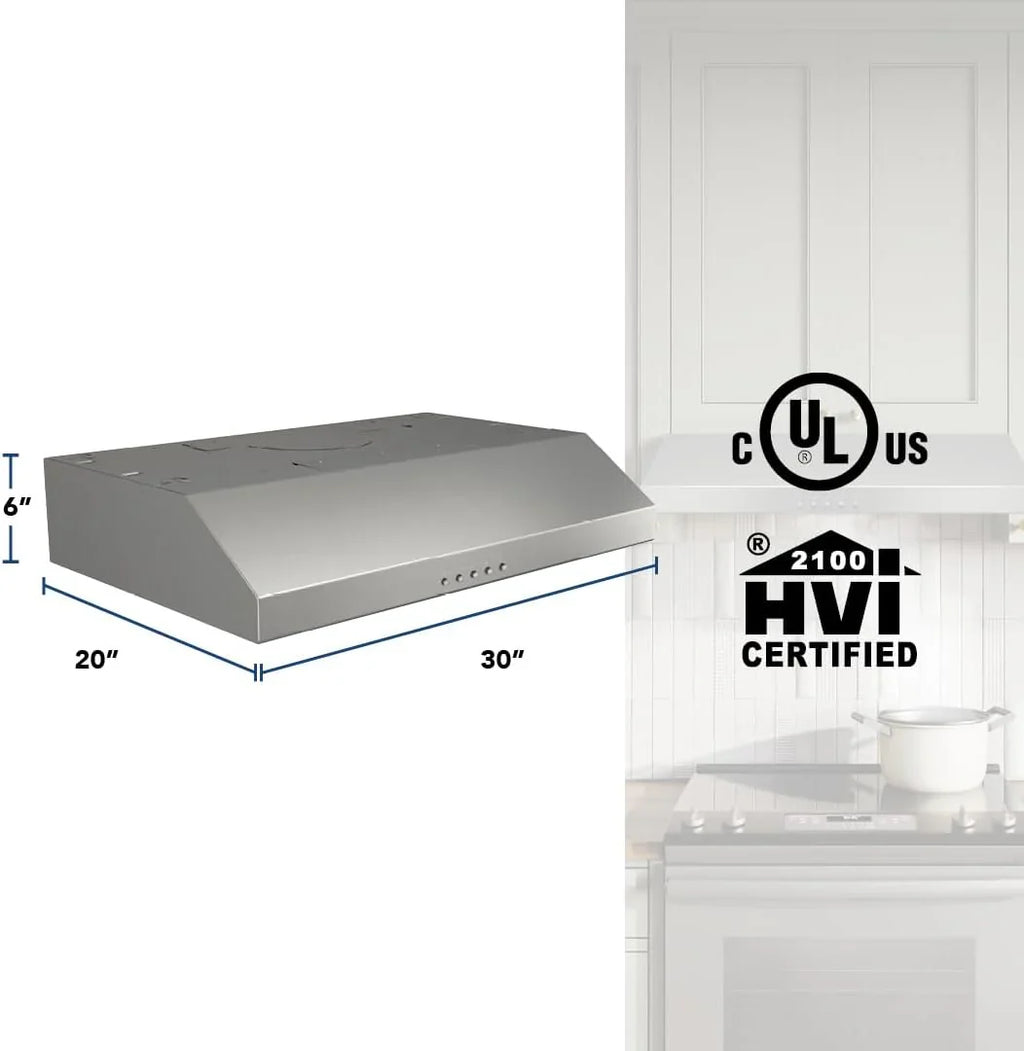 Hotte de cuisinière sous-armoire Broan-NuTone Glacier à trois vitesses avec éclairage DEL, conforme aux normes ADA