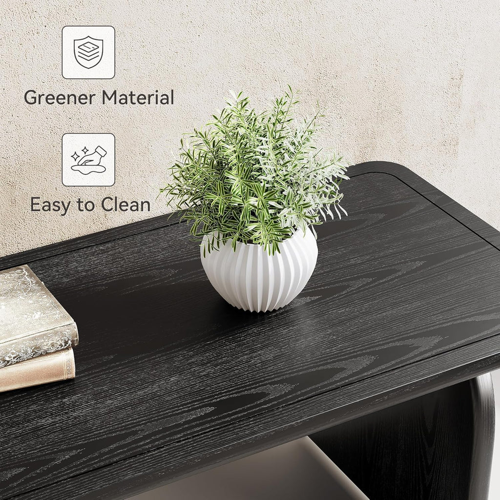 Table basse de ferme LITTLE TREE, table centrale d'angle ronde en bois de 47 pouces, table de salon rectangulaire, service à thé à cocktail bas moderne