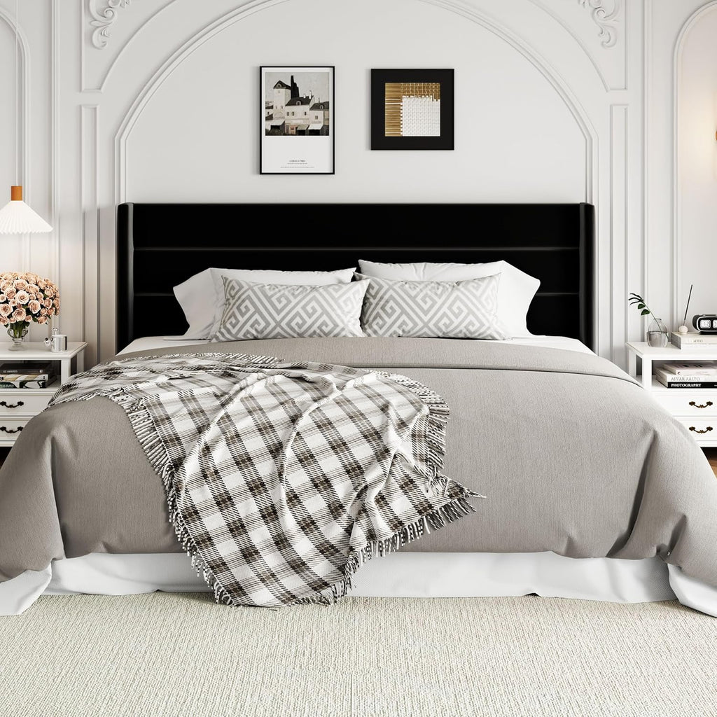 Lit queen-size relevable avec rangement Allewie, tête de lit à oreilles moderne et support hydraulique