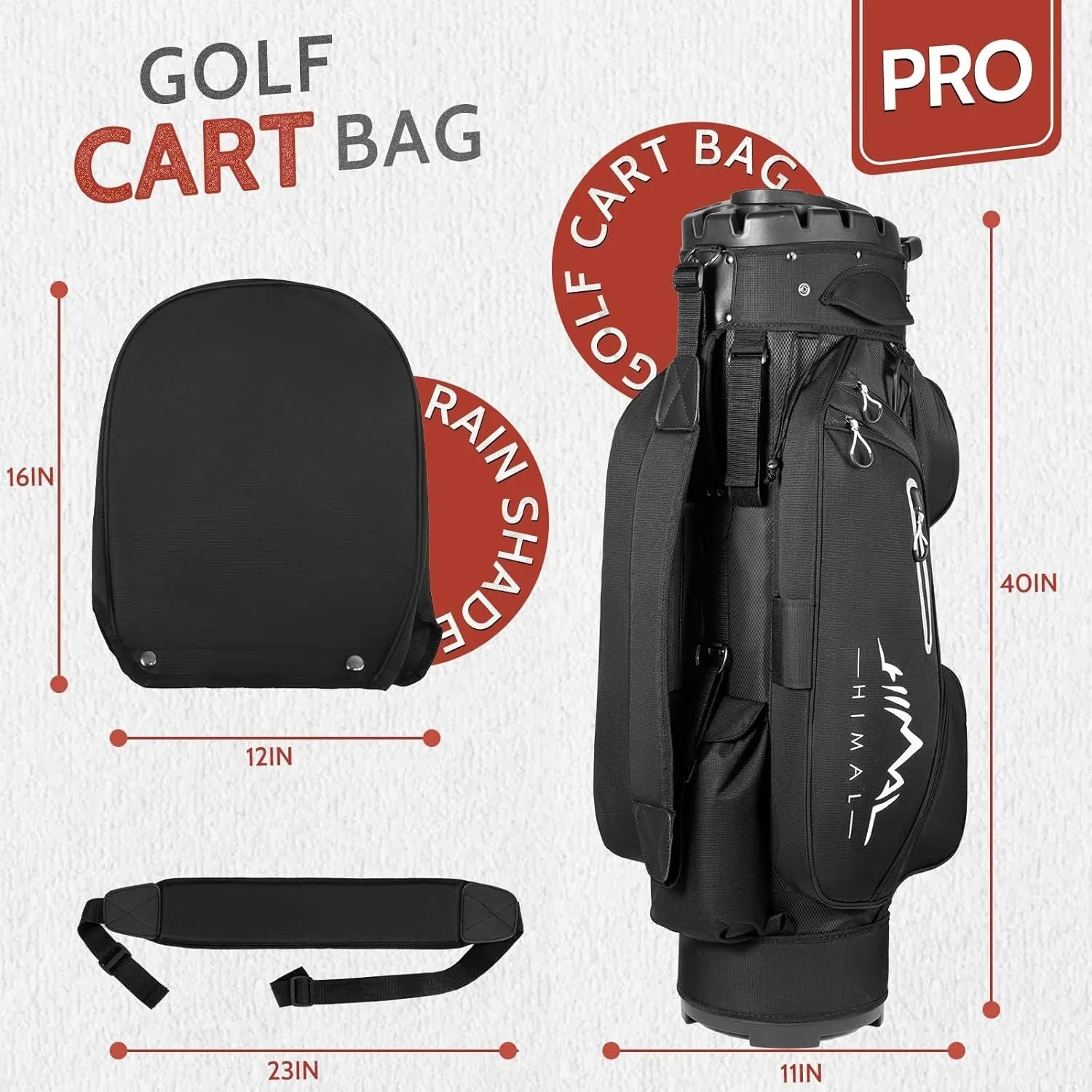 Sac de golf chariot Pro 14 compartiments avec compartiments sur toute la longueur, sac de golf pour homme