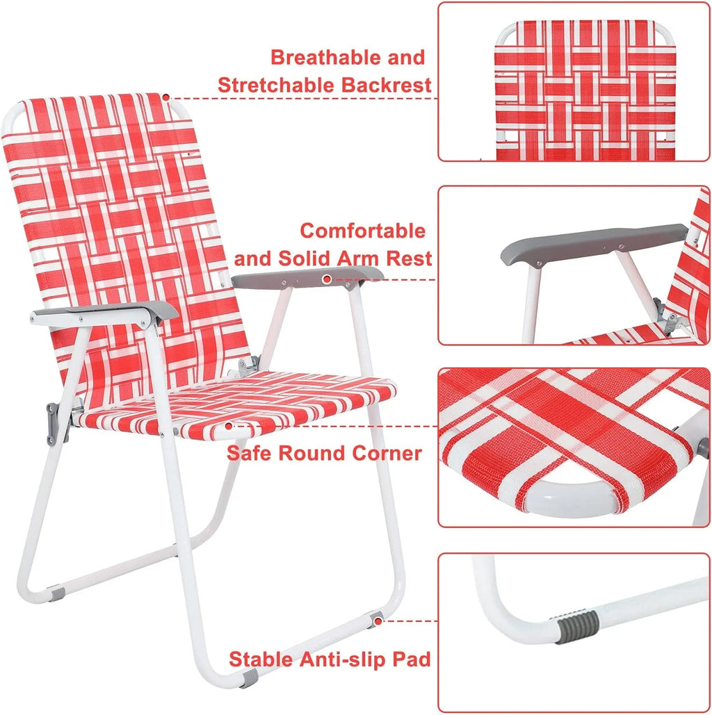 Lot de 2 chaises pliantes en toile pour patio VINGLI, chaise de plage portable pour extérieur, chaise de camping