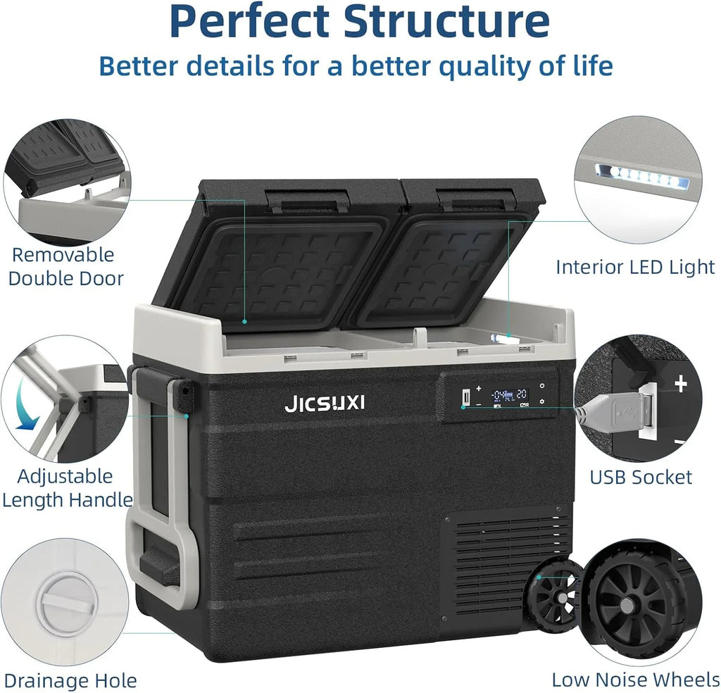 Réfrigérateur de voiture 12 V, glacière électrique portable à compresseur de 17 litres
