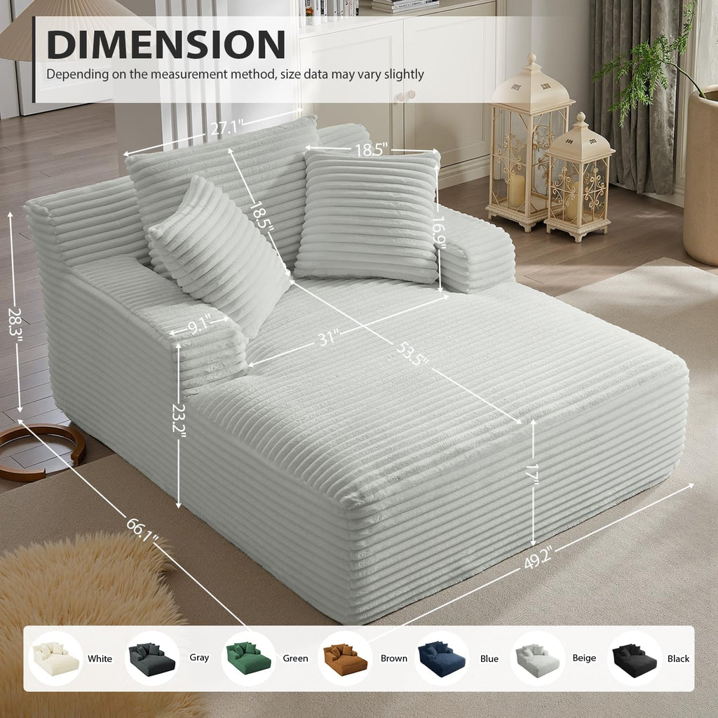 Fauteuil inclinable d'intérieur de 50 pouces, canapé-lit surdimensionné en velours côtelé, fauteuil de lecture à couchage profond, canapé nuage, canapé de salon