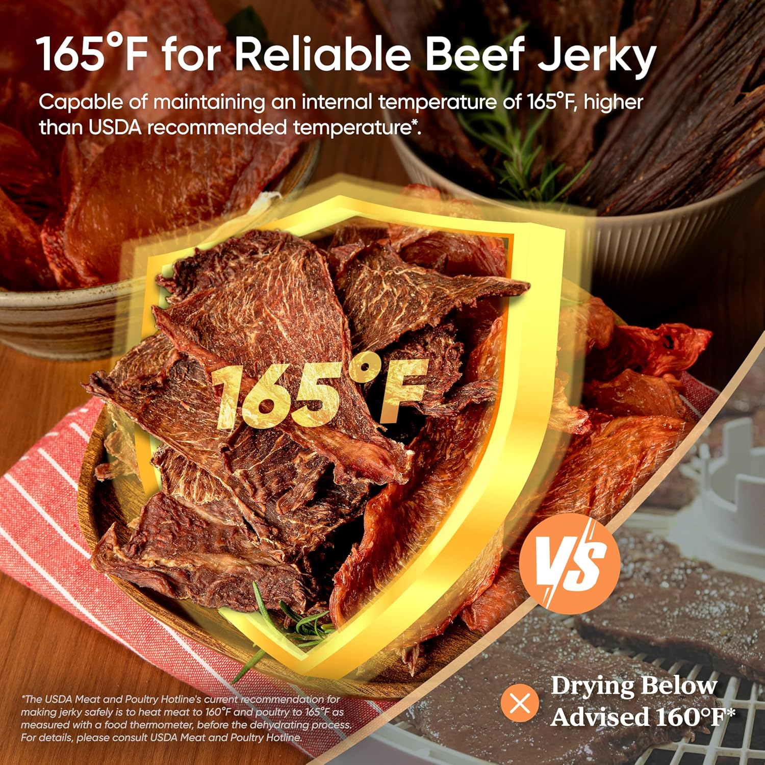 Déshydrateur alimentaire COSORI, plus grand que 7 plateaux avec un grand espace de séchage de 6,5 pouces, puissance de 600 W, gain de temps supérieur à 480 W, déshydrateur à 74 °C