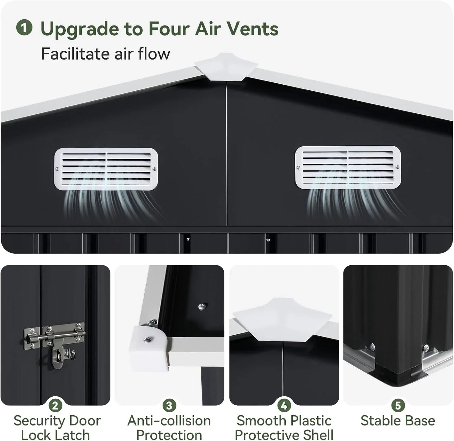 Abri de jardin en métal Aoxun 3,6 x 3 m, abri de jardin extérieur étanche, abri de jardin multifonctionnel en acier avec porte et serrure