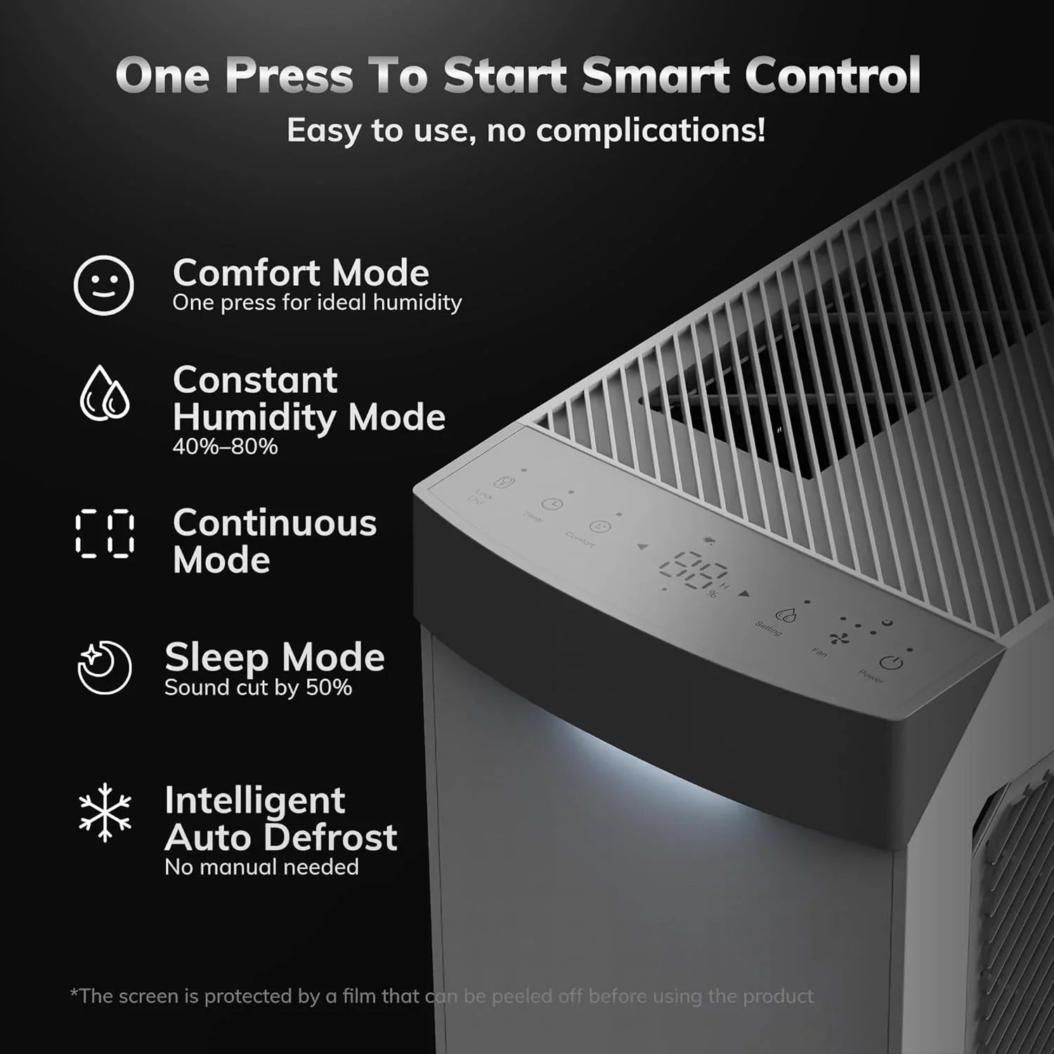 Déshumidificateur à compresseur intelligent Energy Star AEOCKY, capacité maximale de 80 pintes/jour (standard : 56 pintes/jour)