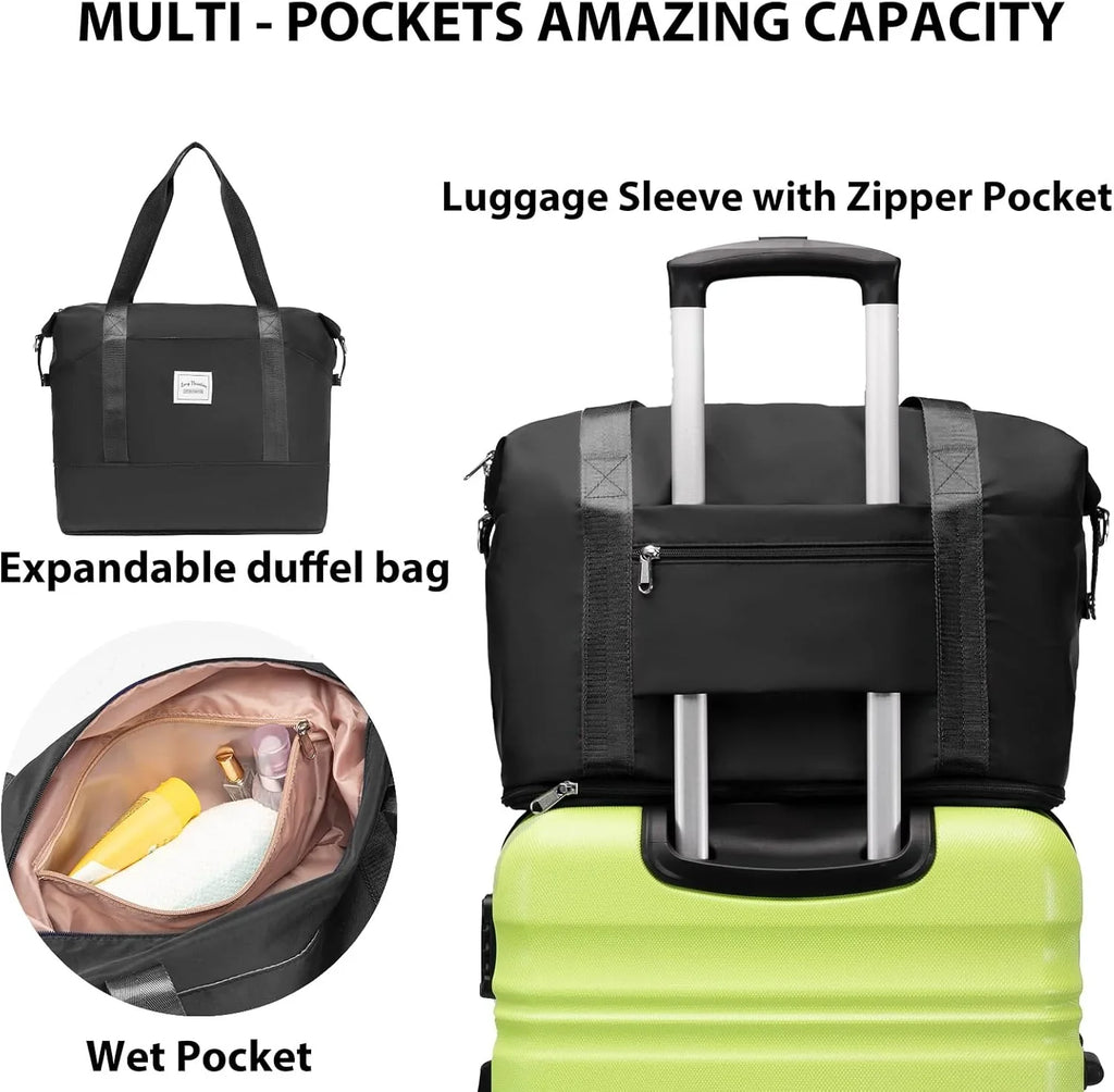 Ensemble de bagages LONG VACANCES 6 pièces : valise cabine rigide en ABS et PC, roulettes pivotantes et fermeture éclair YKK, cadenas TSA