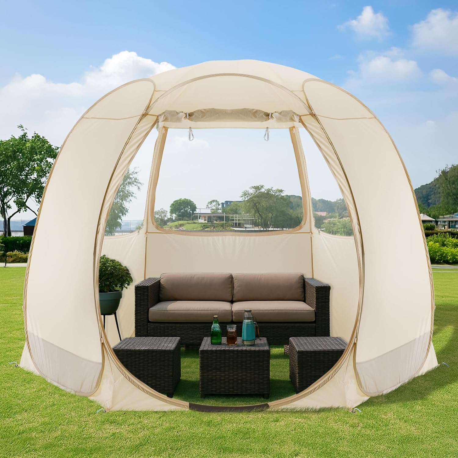 Gazebo Alvantor Screen House, tente à auvent abri igloo escamotable pour 6-10-15 personnes
