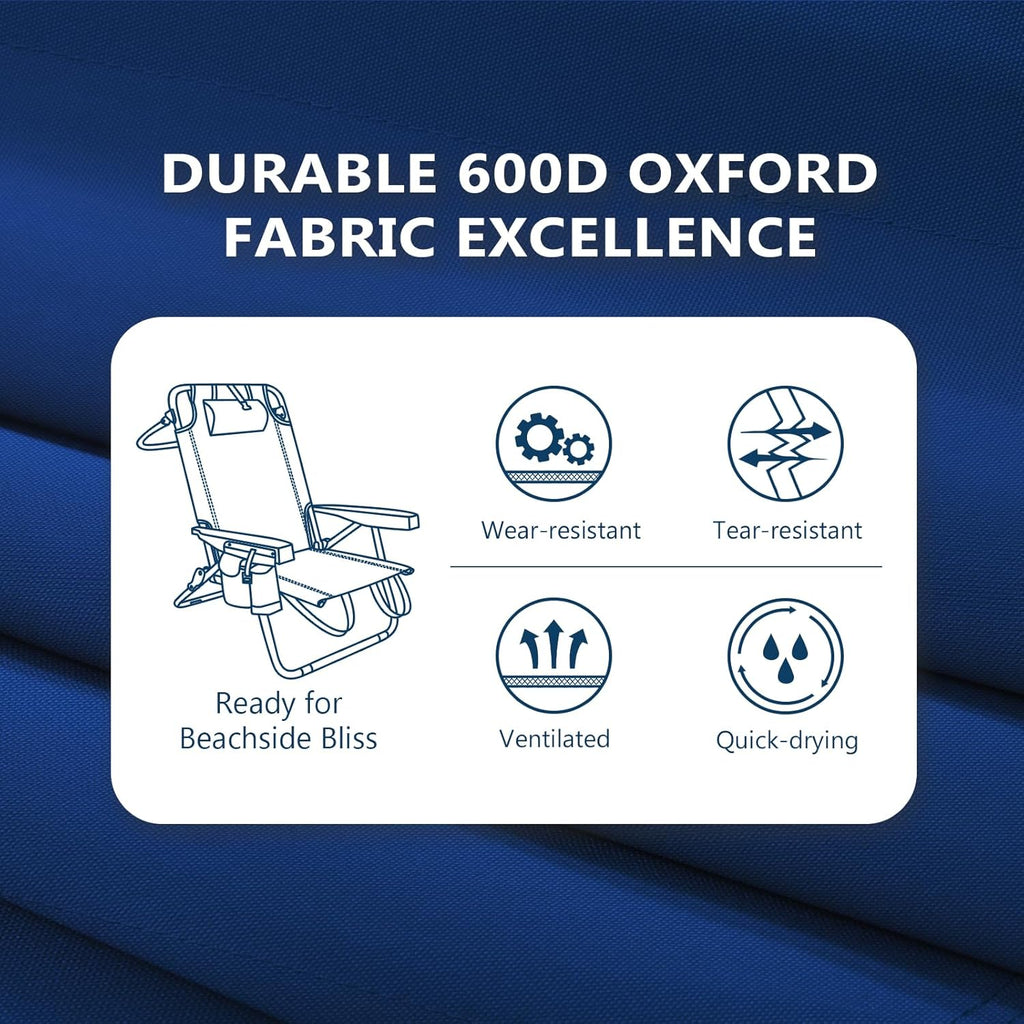 Lot de 2 chaises de plage compactes et portables pour adultes, en aluminium, 5 positions, avec pochette isotherme