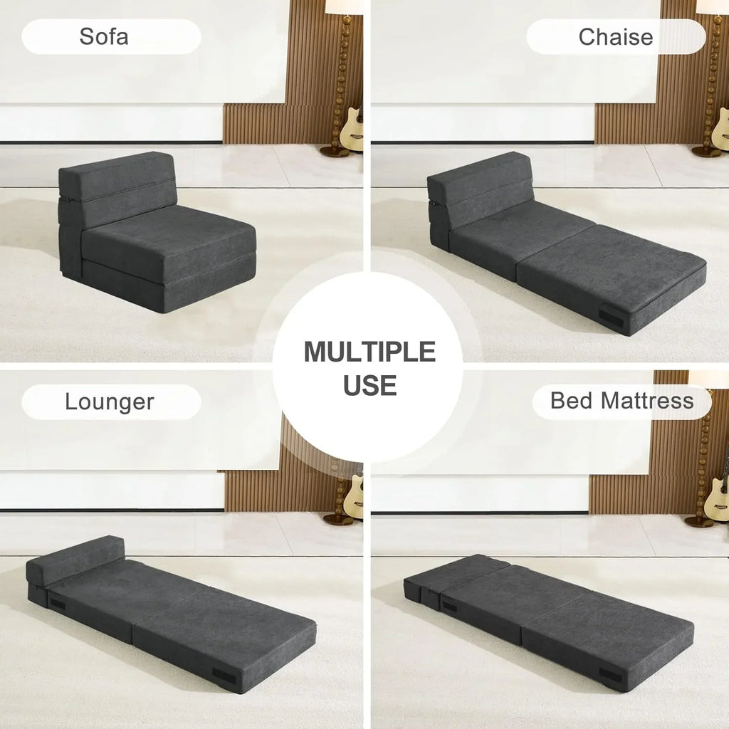 Canapé-lit gigogne de 60 pouces, canapé en mousse à mémoire de forme avec 2 oreillers, lit futon, lit d'appoint et canapé-lit,