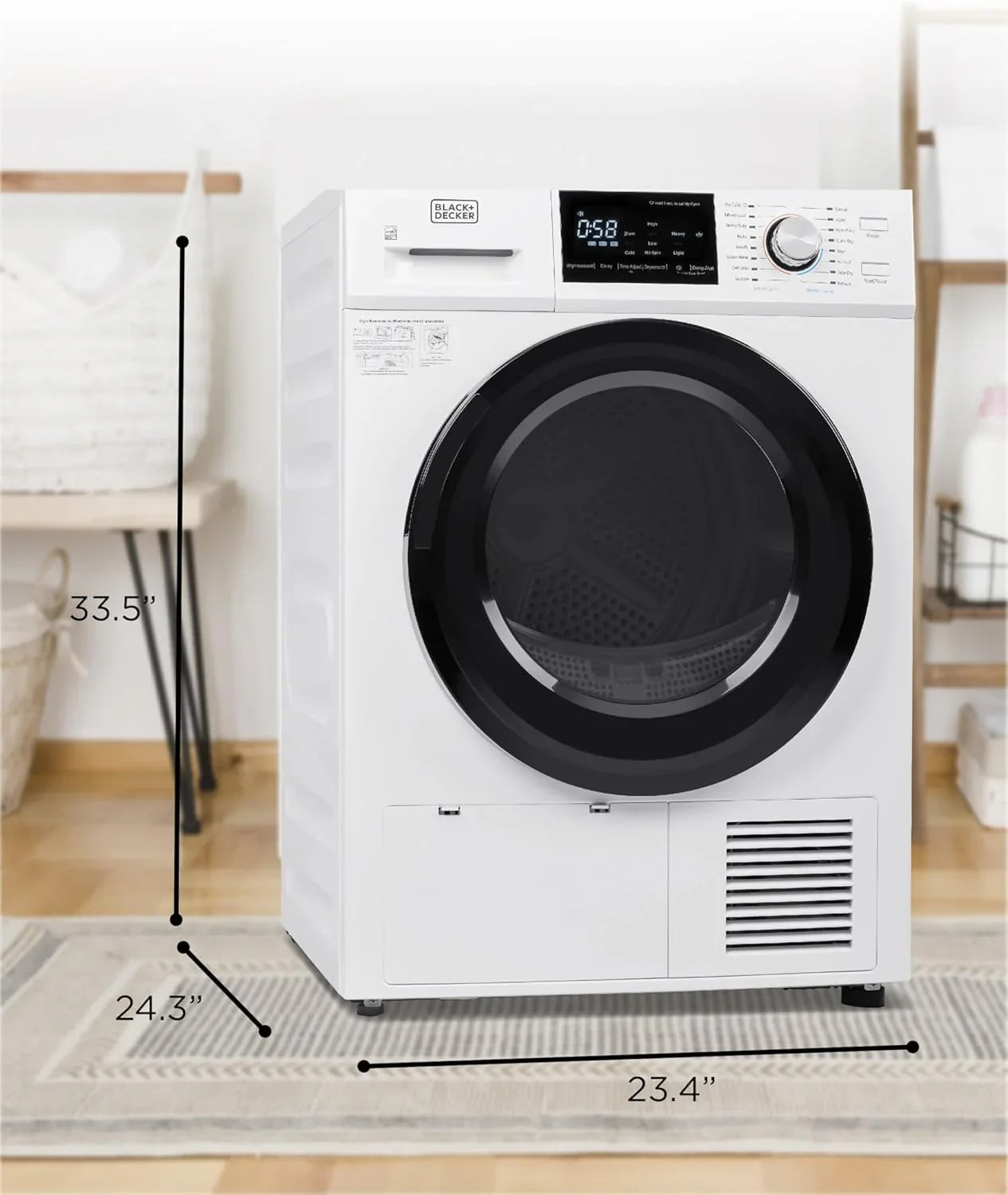 Sèche-linge compact, sèche-linge électrique de 1,5 pi³, 850 W, sèche-linge portatif ventilé de 120 V