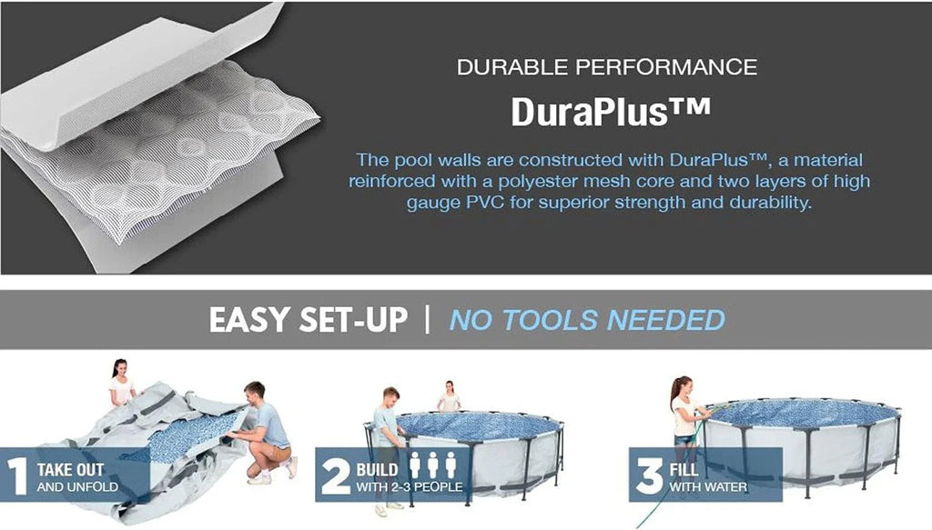 Kit de piscine hors sol extérieure à cadre métallique rond Steel Pro MAX 10' x 30'