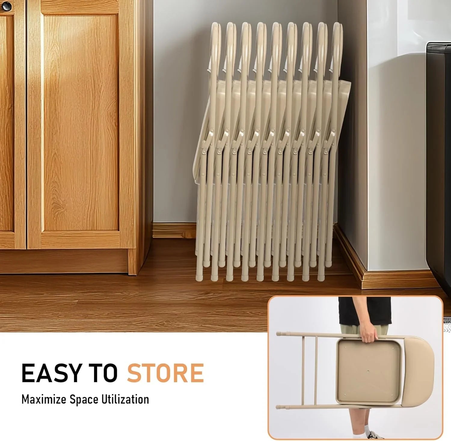 Lot de 6 chaises pliantes noires avec chaises en cuir pour événements intérieurs et extérieurs, chaises rembourrées pour bureau, mariage, fête