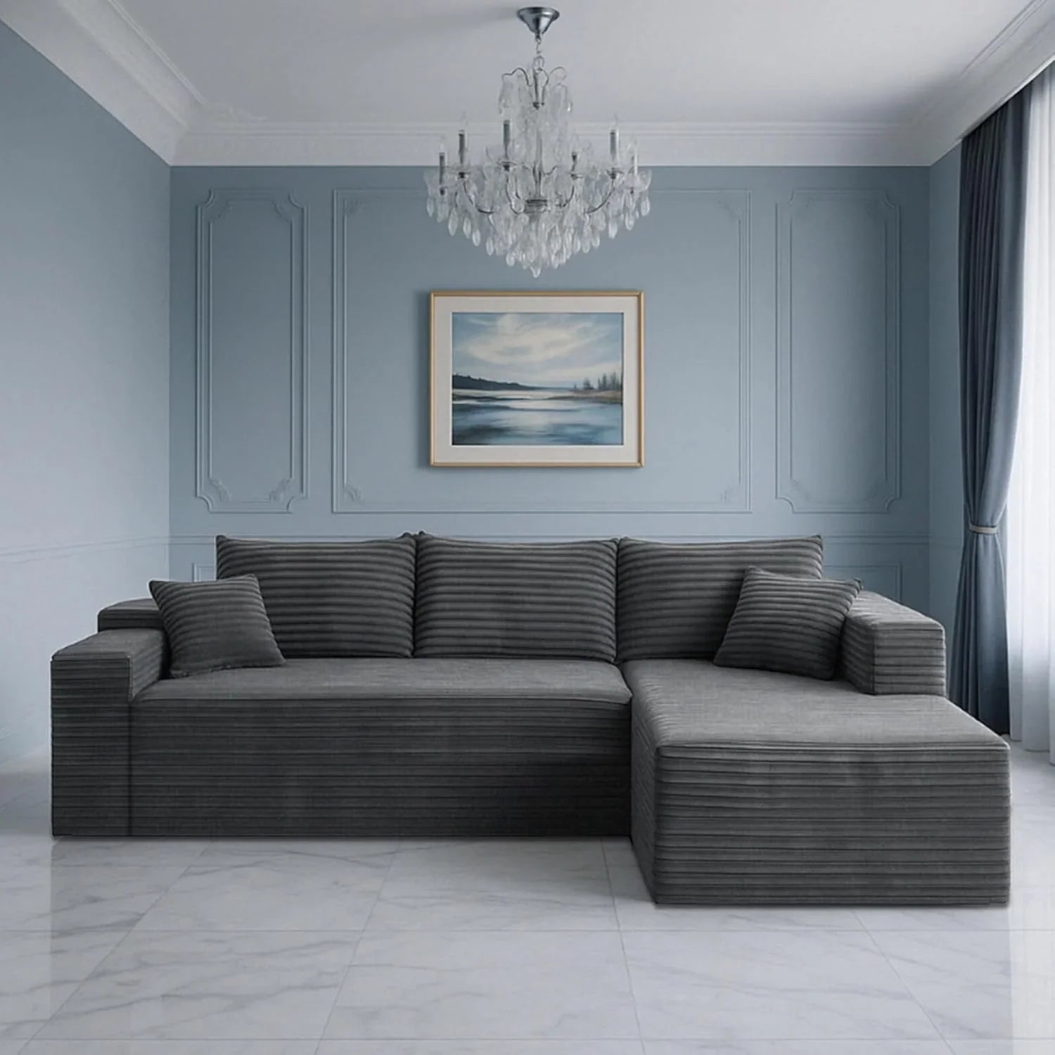 Cloud section sofa and L-shaped recliner modern modular sofa with deep seats