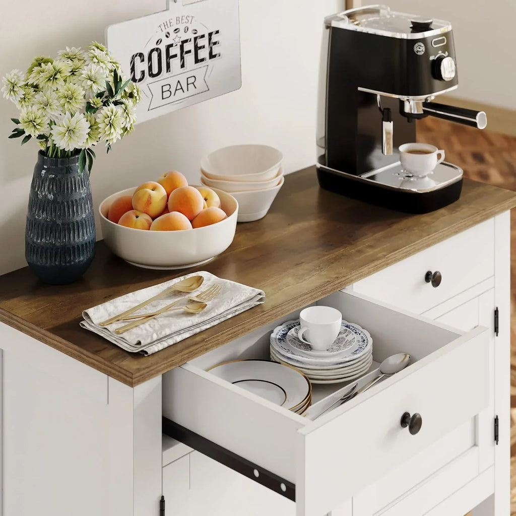 Table console de style ferme, bar à café, table d'entrée avec support de rangement, table de canapé, buffet