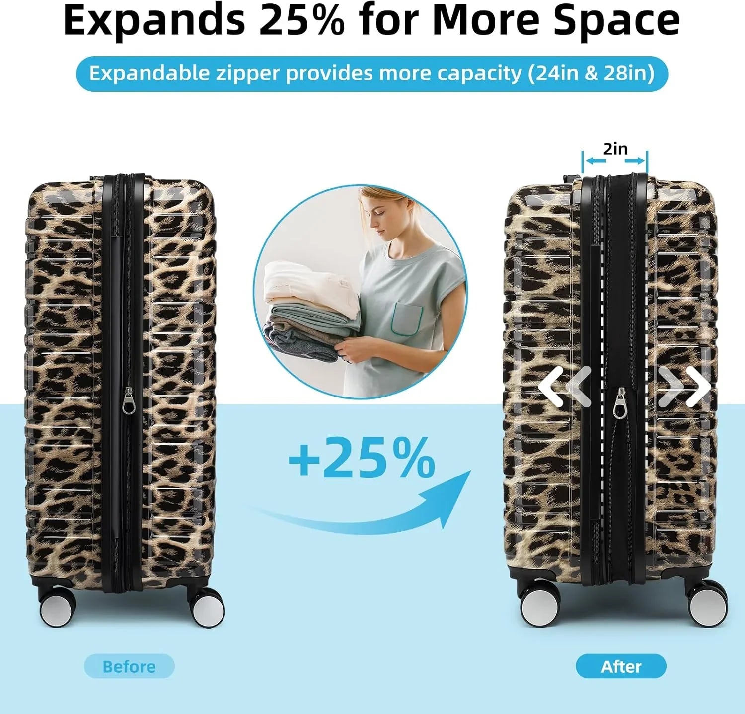 Ensemble de bagages 6 pièces, ensemble de valises rigides extensibles avec roulettes pivotantes, ensemble de bagages à roulettes légers