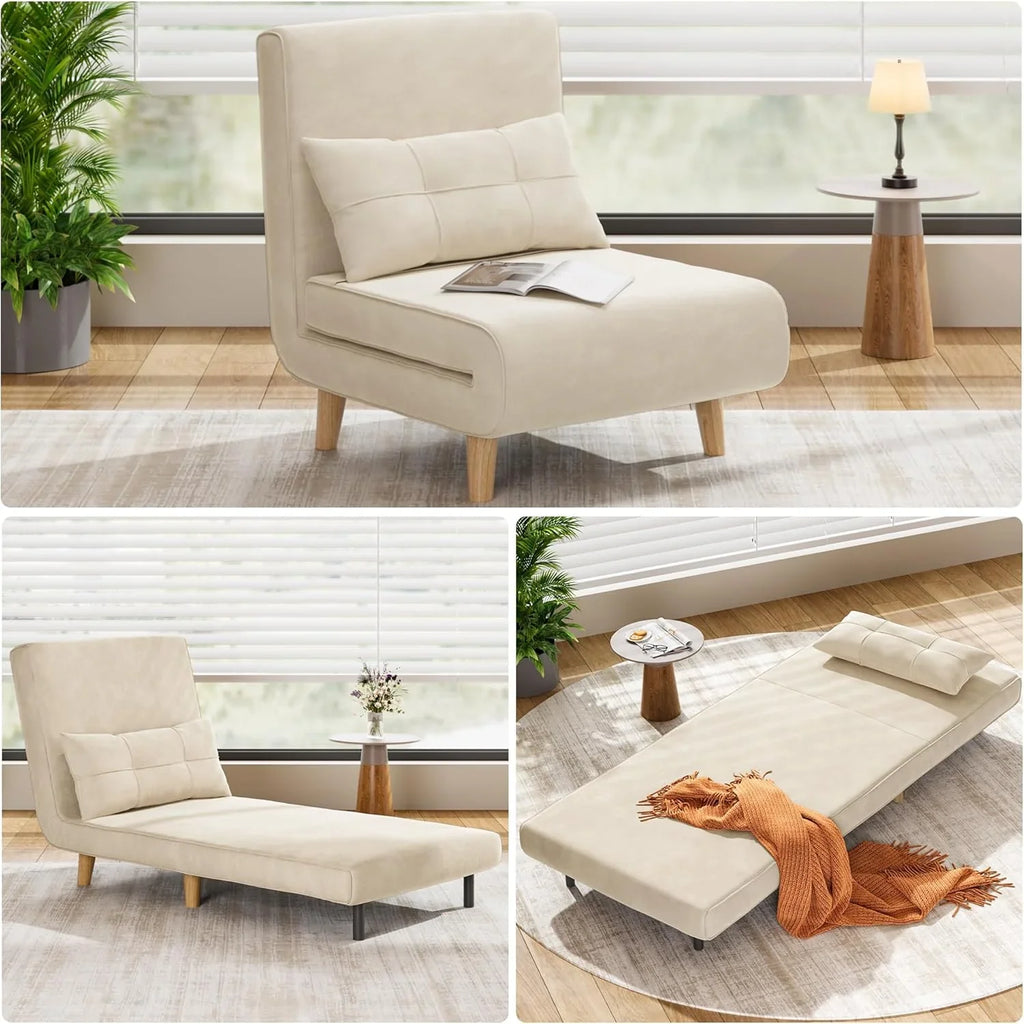 Fauteuil-lit 3 en 1, canapé-lit futon convertible avec dossier réglable