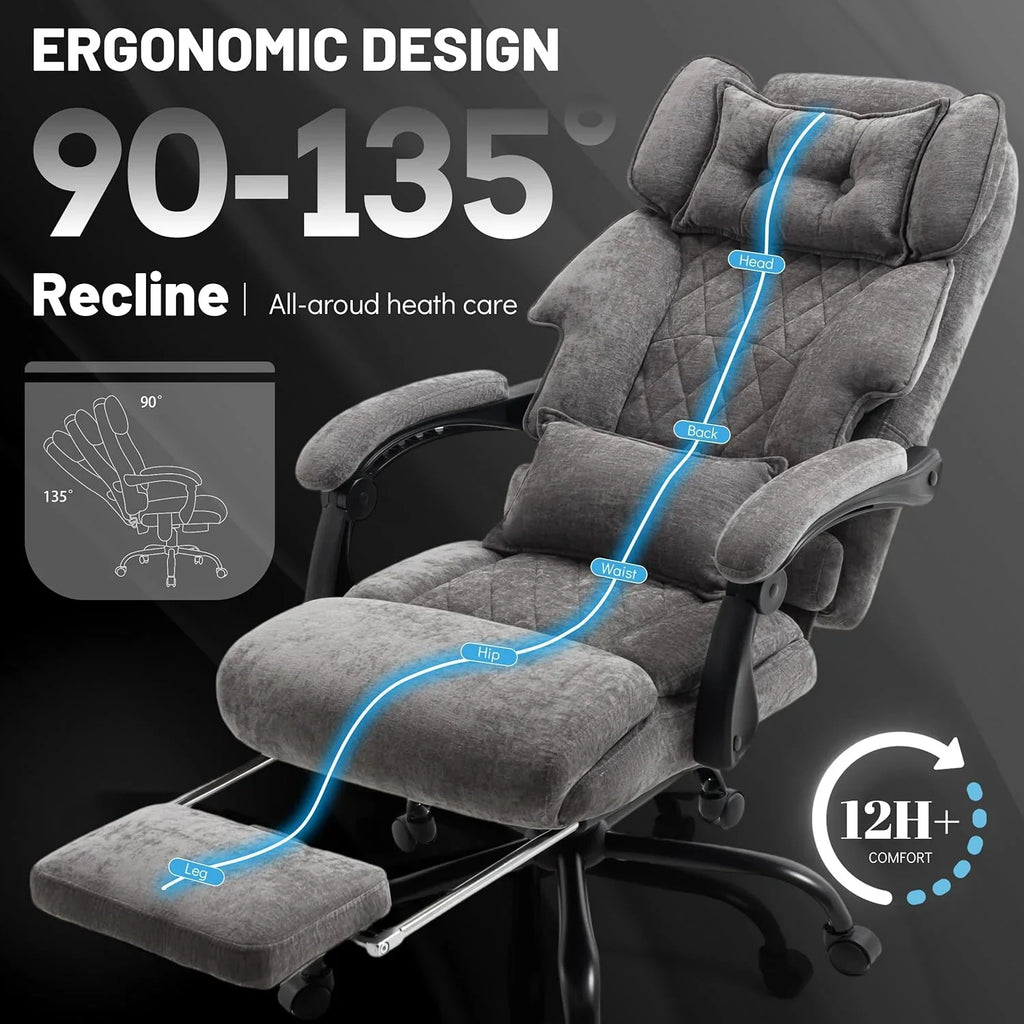 Chaise de bureau de massage avec repose-pieds, grande et haute chaise de bureau en cuir 500 lb