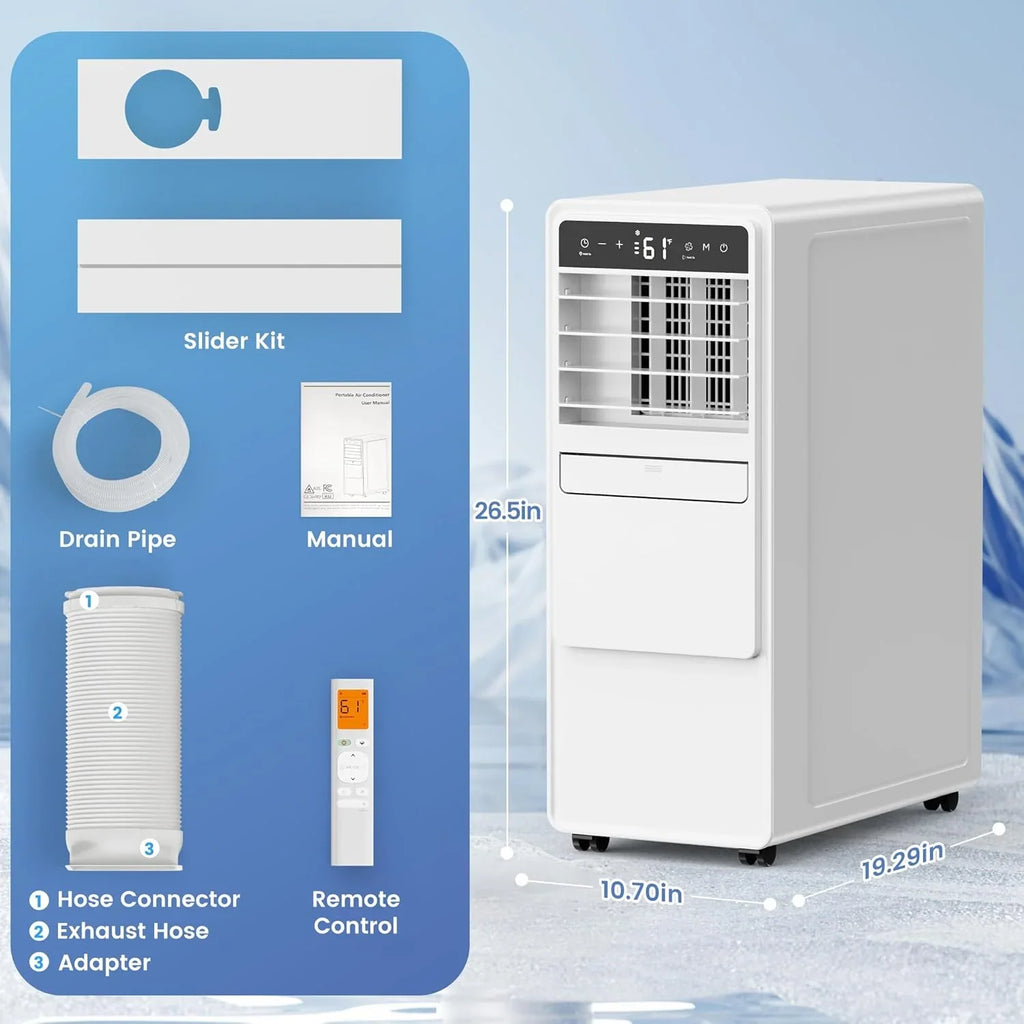 Climatiseur portatif 3 en 1 de 12 000 BTU pour pièces jusqu'à 500 pi². Climatiseur portatif autonome silencieux