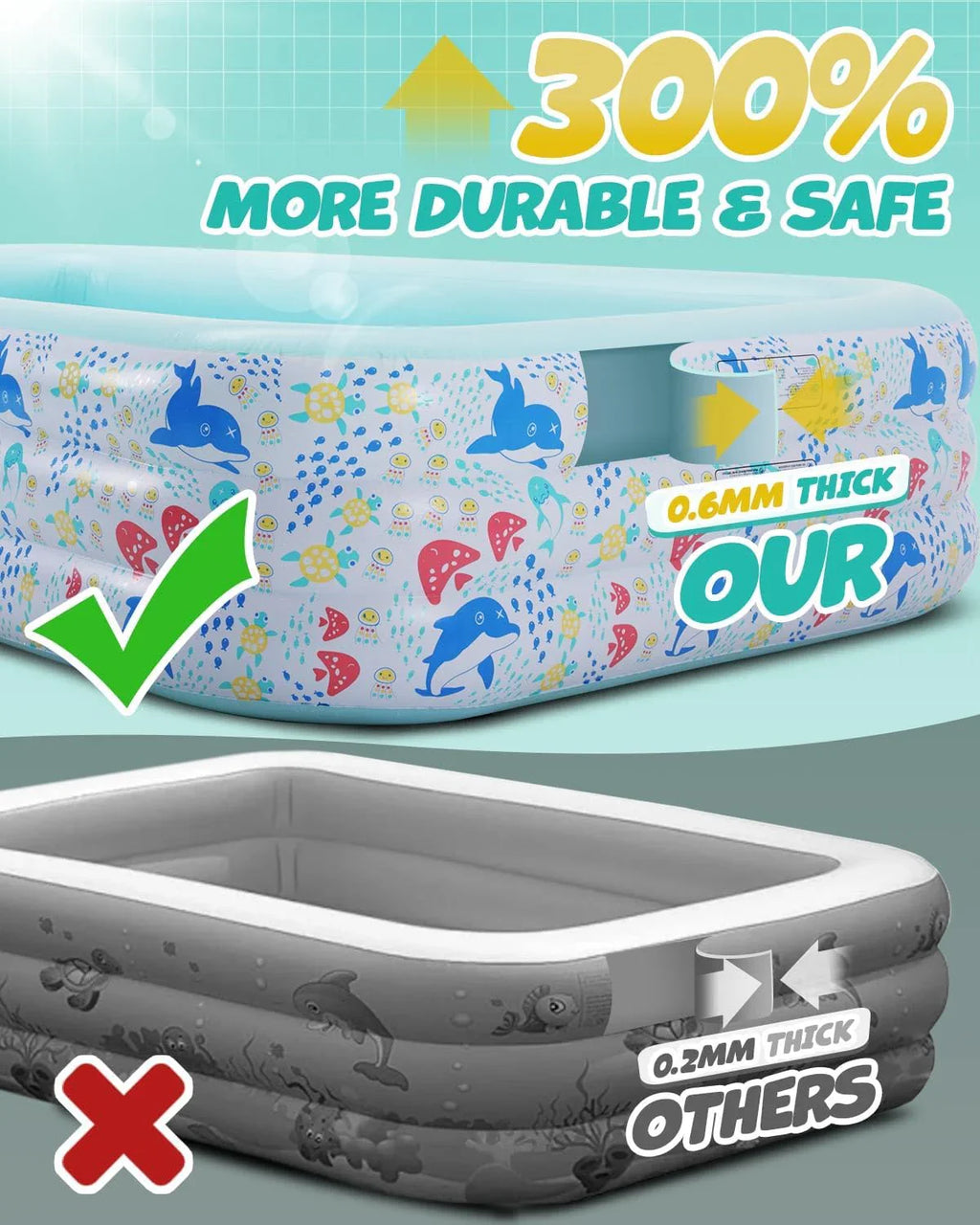 Piscine gonflable, grande piscine gonflable, piscine licorne pour enfants avec arroseur, piscine extra large épaissie