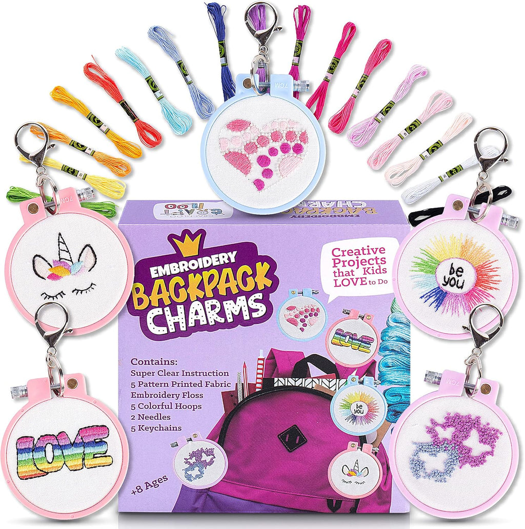 10 modèles de broderie pré-imprimés, kits de broderie pour enfants, kits de points d'aiguille pour débutants