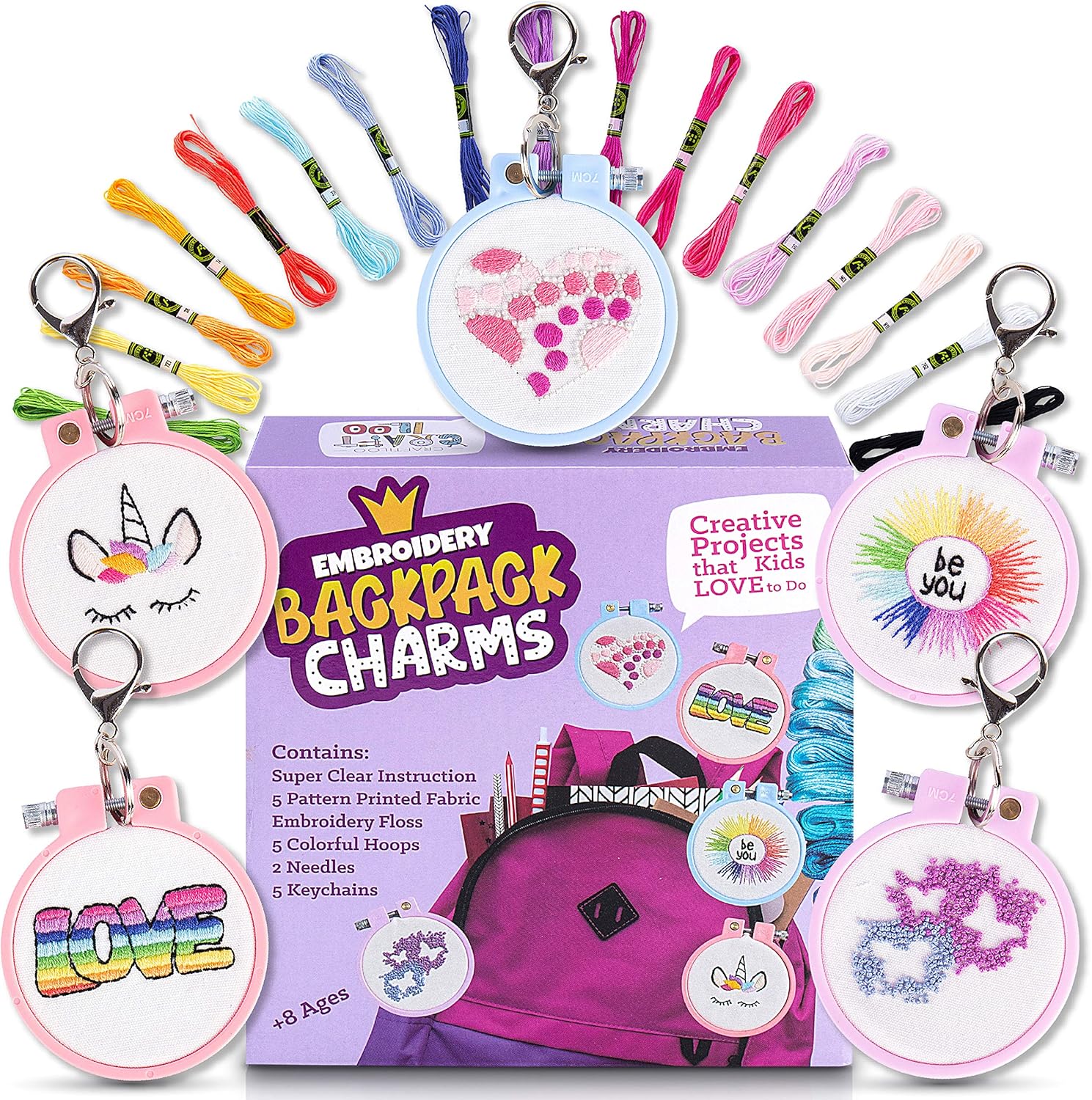 10 modèles de broderie pré-imprimés, kits de broderie pour enfants, kits de points d'aiguille pour débutants