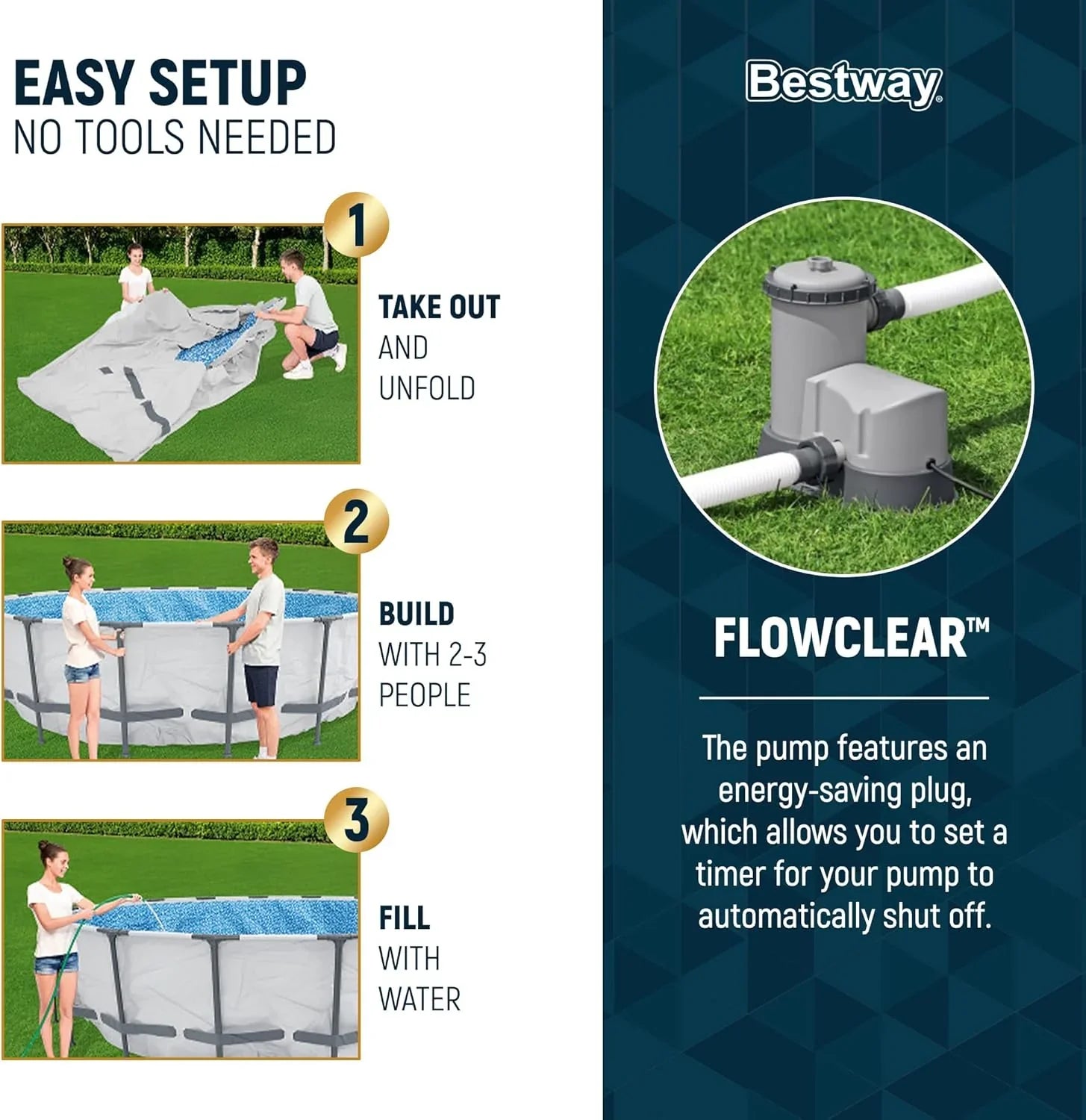 Piscine hors sol extérieure ronde Steel Pro MAX de 4,2 m x 122 cm avec cadre métallique et pompe de filtration de 1 000 litres, échelle et bâche