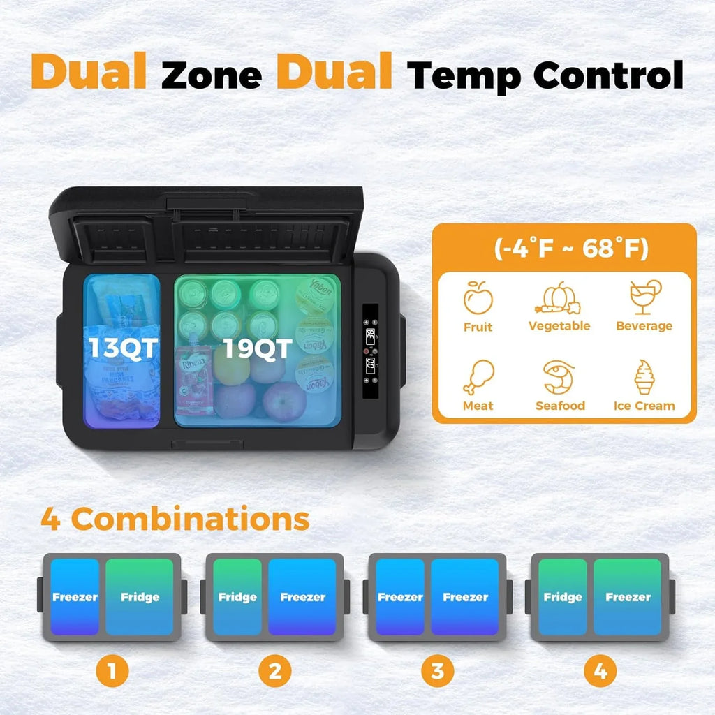 Réfrigérateur portable 12 V 21 litres, autonomie de 50 heures, glacière électrique pour voiture