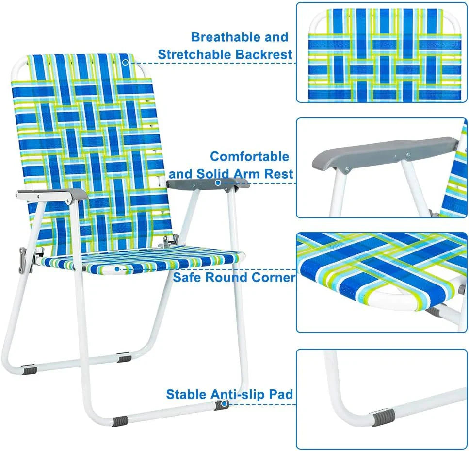 Lot de 2 chaises pliantes en toile pour patio VINGLI, chaise de plage portable pour extérieur, chaise de camping
