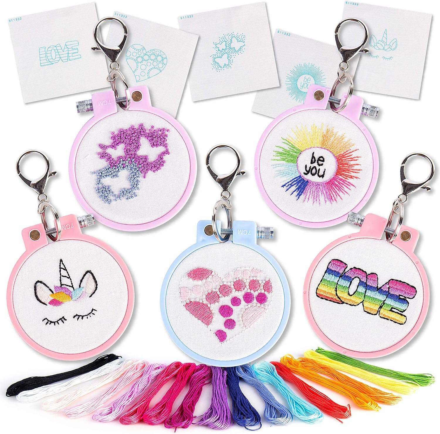 10 modèles de broderie pré-imprimés, kits de broderie pour enfants, kits de points d'aiguille pour débutants