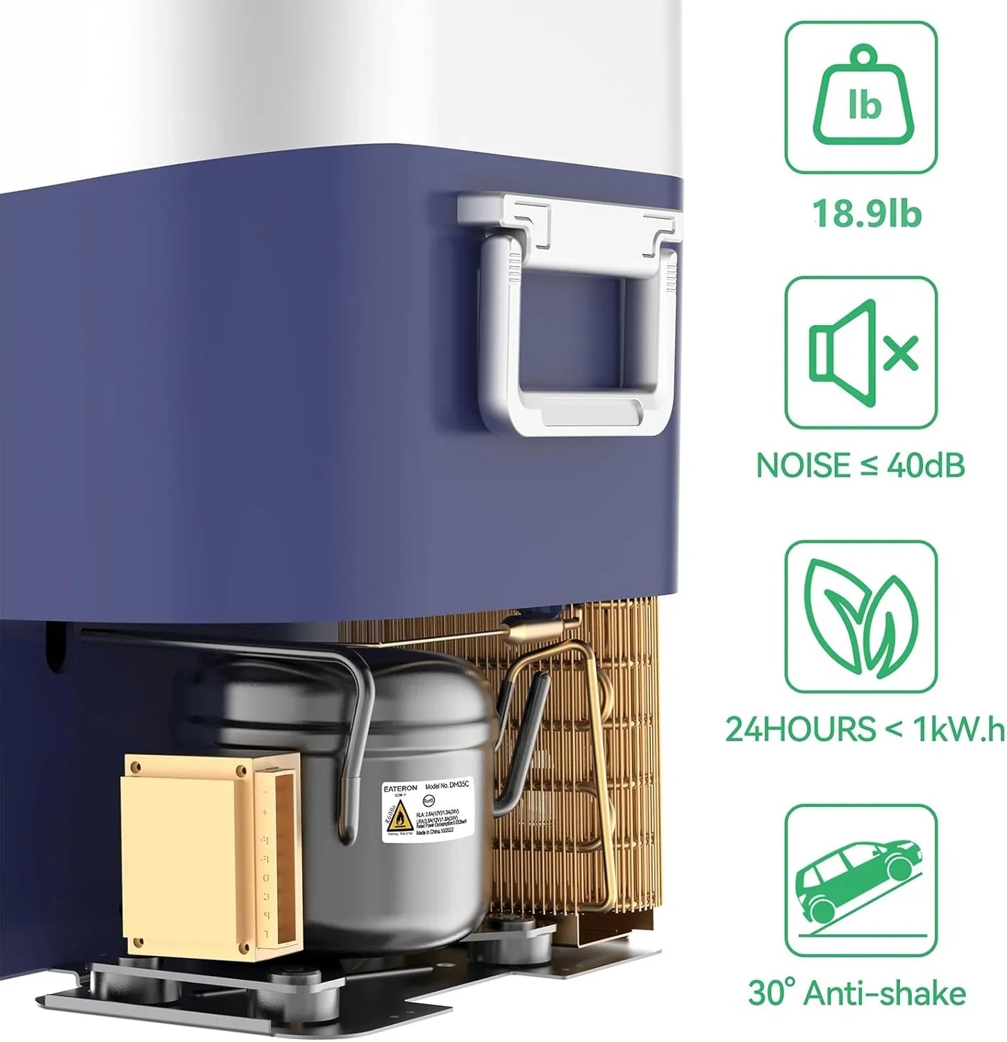 Réfrigérateur de voiture portable de 23 pintes (22 litres) avec compresseur