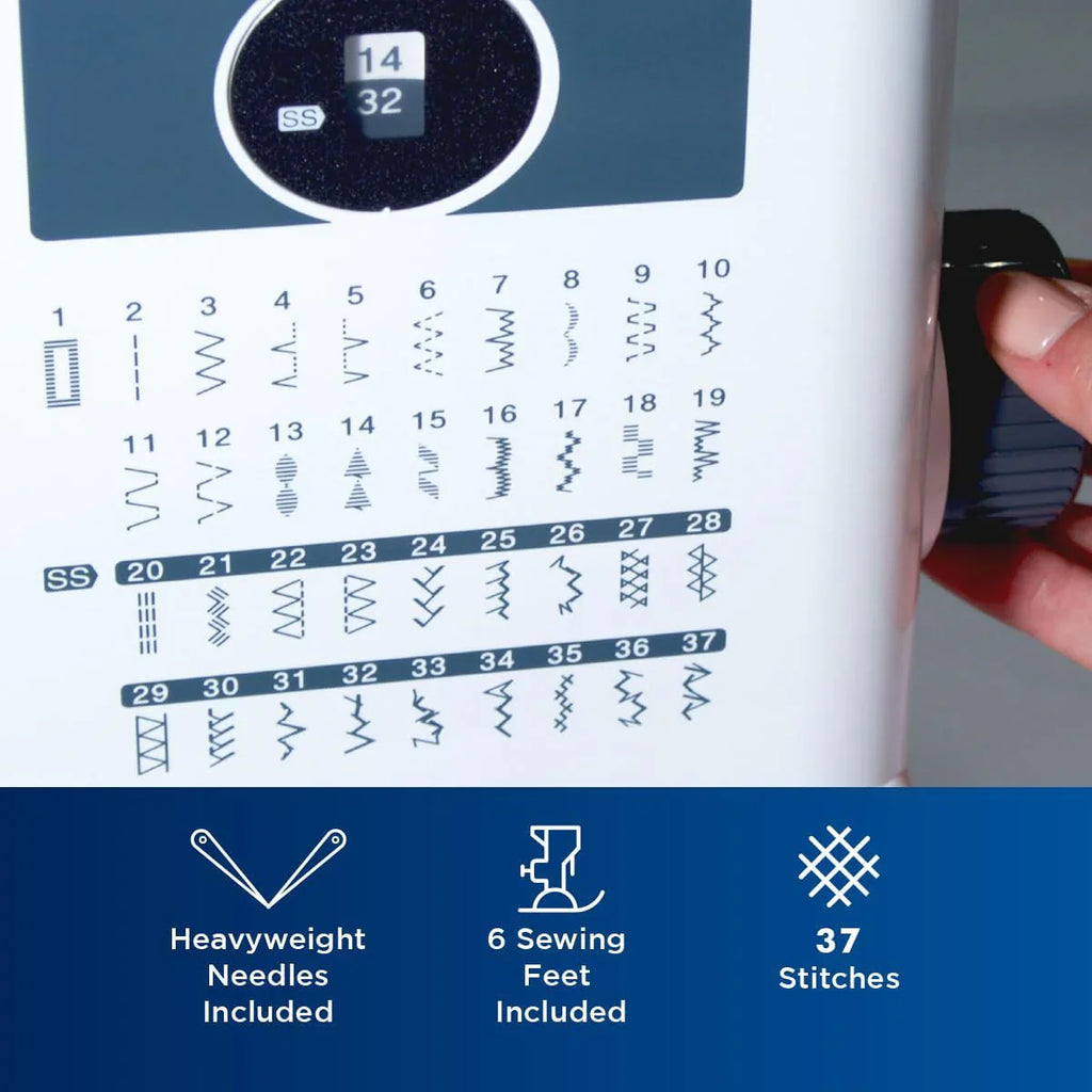 Machine à coudre robuste et robuste, 37 points intégrés, bras libre, 6 pieds inclus