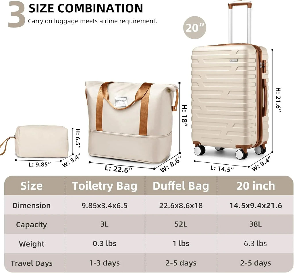 Ensemble de bagages à main légers et extensibles à coque rigide de 6 pièces