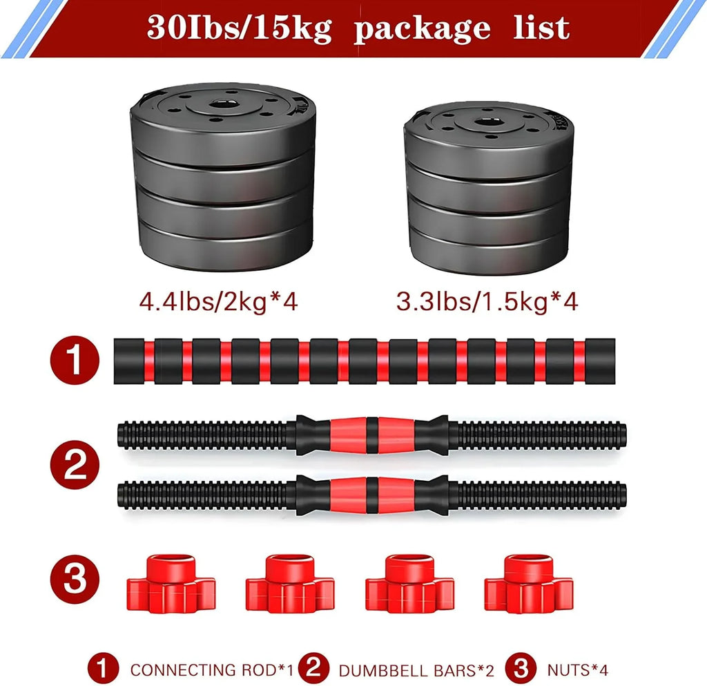 Ensemble d'haltères réglables, paire d'haltères à poids libre convertible en barre