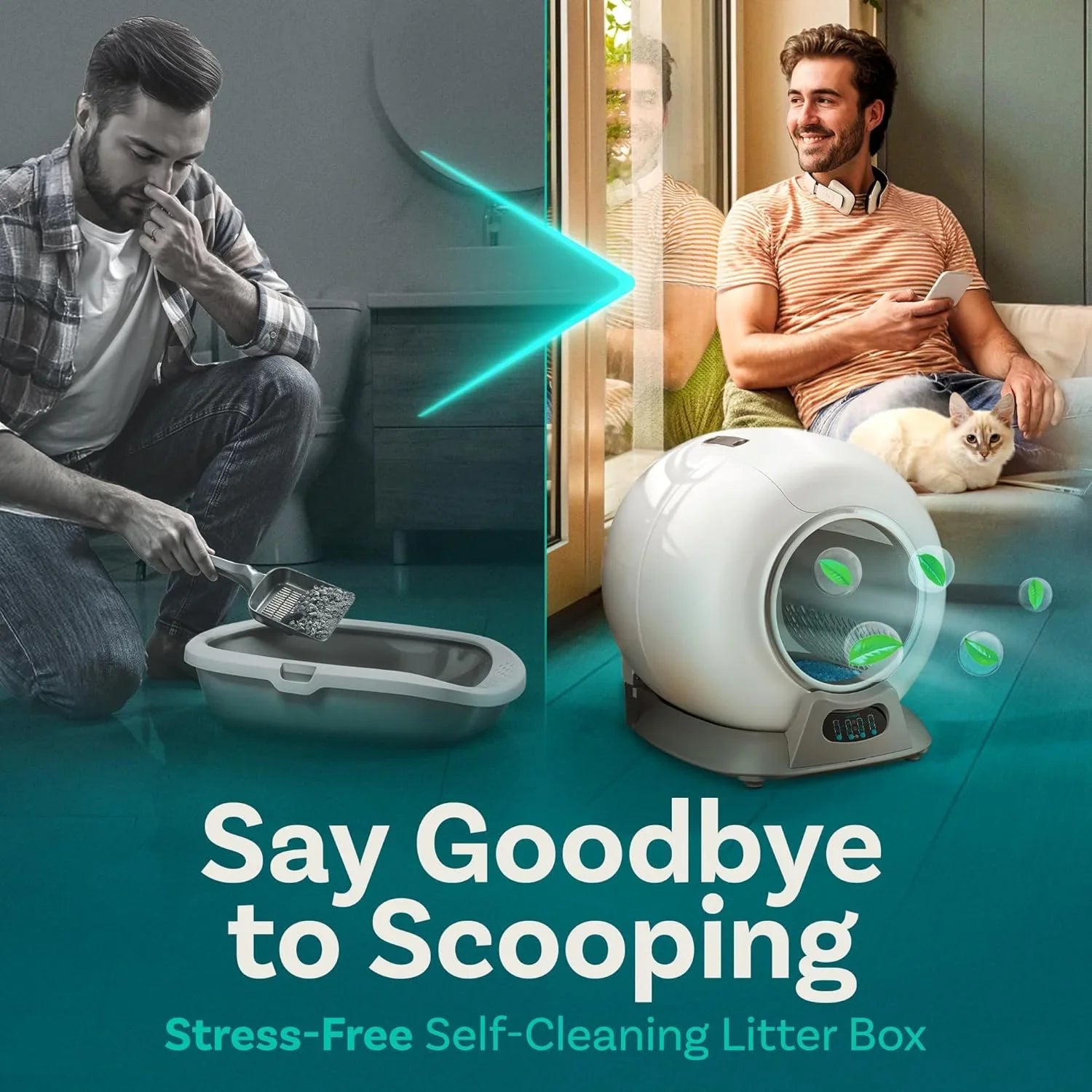 Bac à litière automatique pour chat autonettoyant avec capteur de sécurité, adapté à plusieurs chats