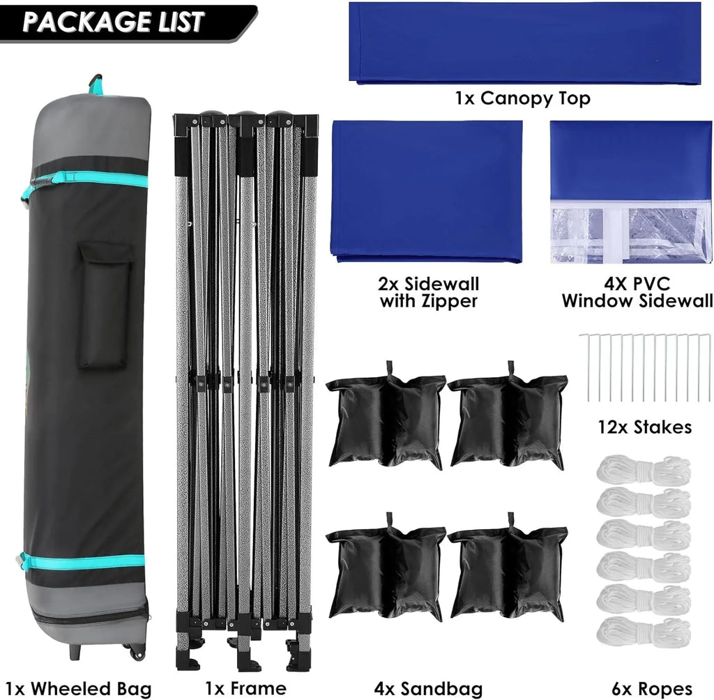 Tente pop-up robuste COBIZI 10x20 avec 6 parois latérales, facile à installer