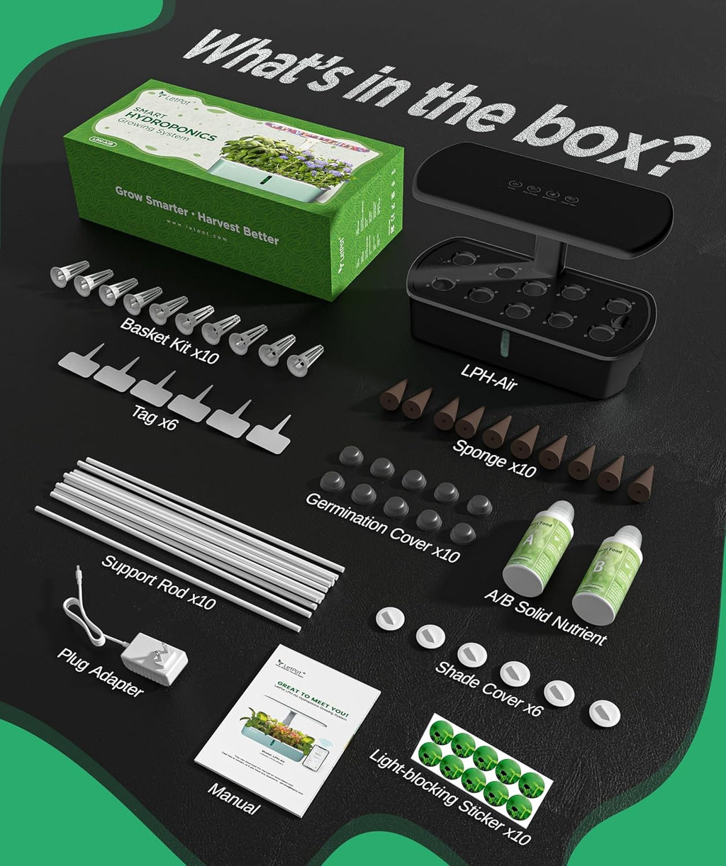 Kit de culture hydroponique, jardin d'intérieur intelligent contrôlé par application et Wi-Fi avec lampe de culture à spectre complet de 24 W