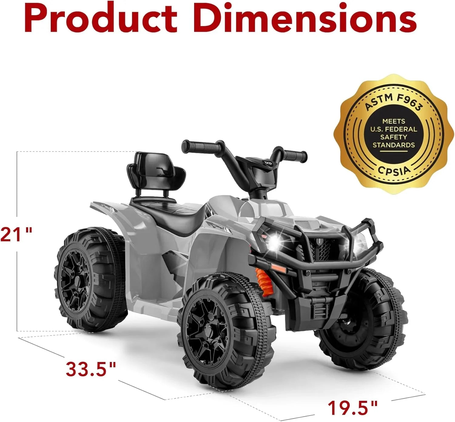 Véhicule tout-terrain électrique 12 V pour enfants, quad à 4 roues avec audio Bluetooth, vitesse maximale de 2,4 mph, pneus à crampons, phares à LED et radio.