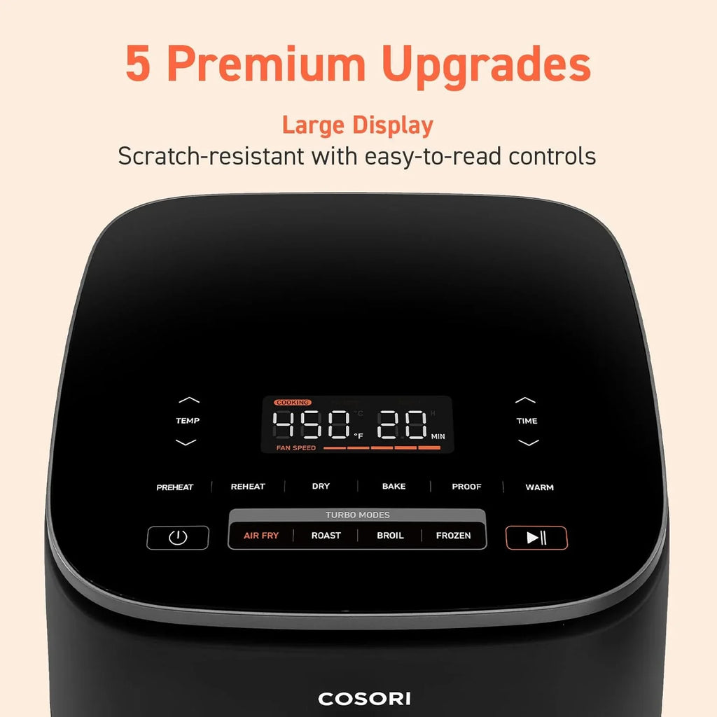 Friteuse à air 9 en 1 COSORI, compacte et grande capacité, 6 pintes, mode turbo rapide, chauffage précis de 90 à 450 °F