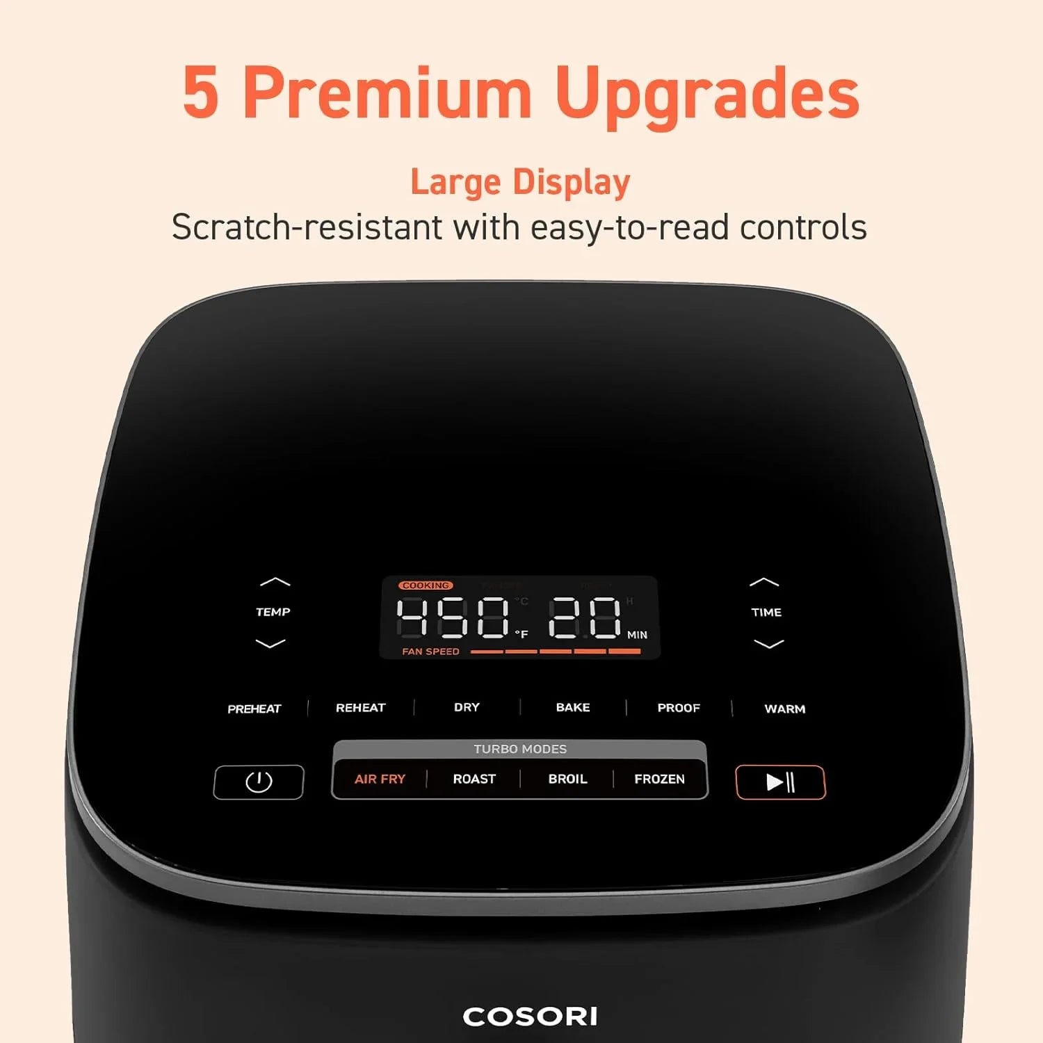 Friteuse à air 9 en 1 COSORI, compacte et grande capacité, 6 pintes, mode turbo rapide, chauffage précis de 90 à 450 °F