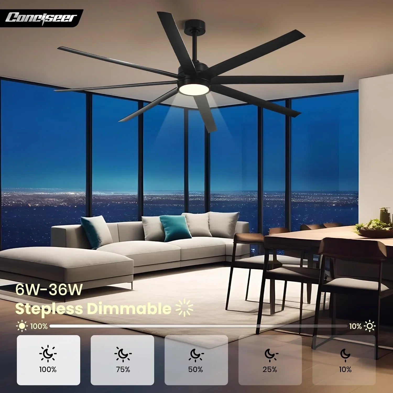 Ventilateur de plafond moderne 72 pouces chambre salon bibliothèque café extérieur/industriel