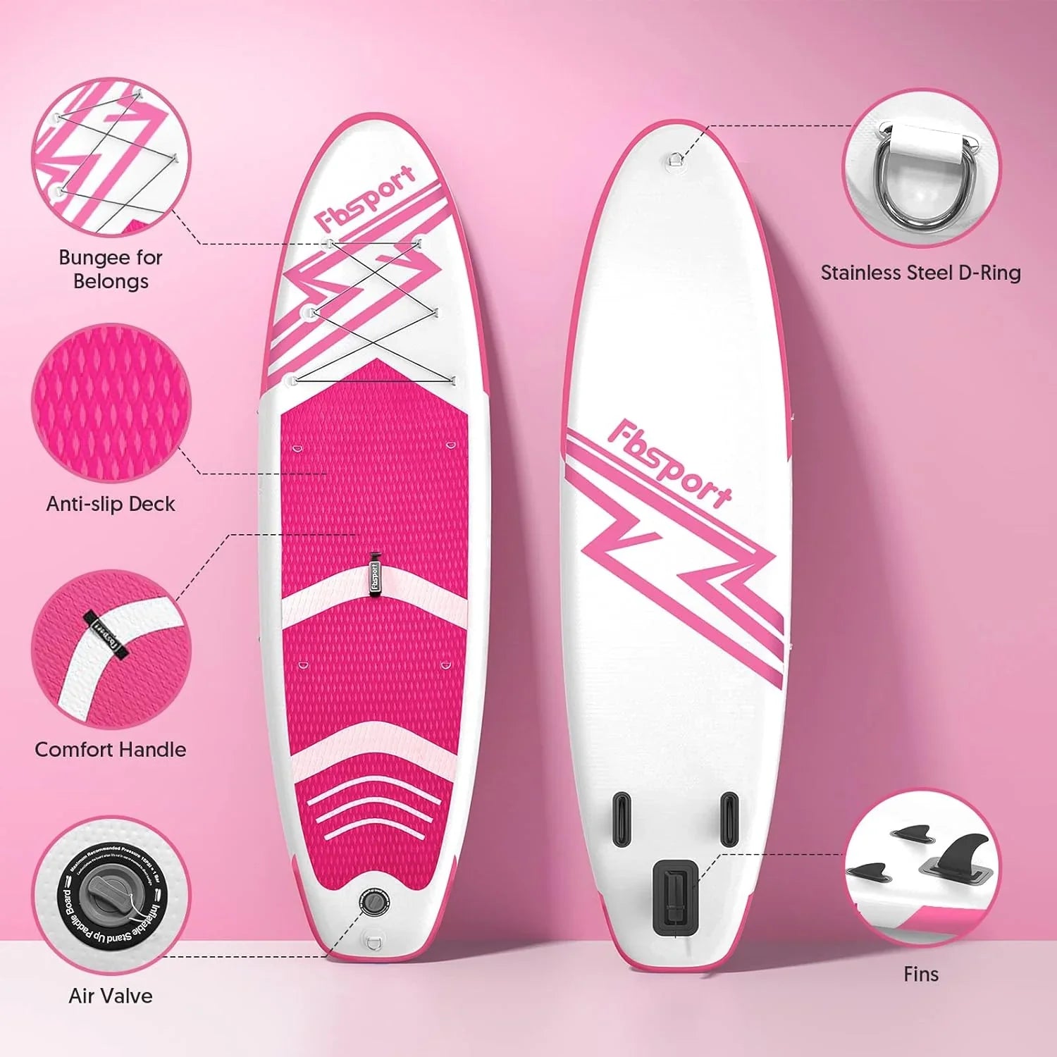 Planche de stand up paddle FBSPORT Premium 11', planche de yoga, contrôle du surf, pont antidérapant, attache, pagaie et pompe